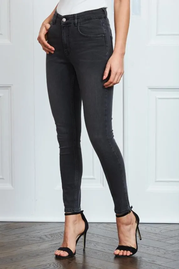 Sosandar Charcoal Grey Perfect Skinny Jeans Charcoal Grey Women Jeans and Jeggings