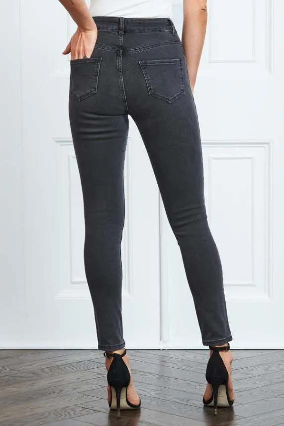 Sosandar Charcoal Grey Perfect Skinny Jeans Charcoal Grey Women Jeans and Jeggings