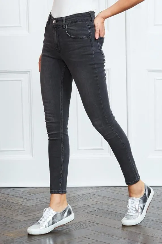Sosandar Charcoal Grey Perfect Skinny Jeans Charcoal Grey Women Jeans and Jeggings