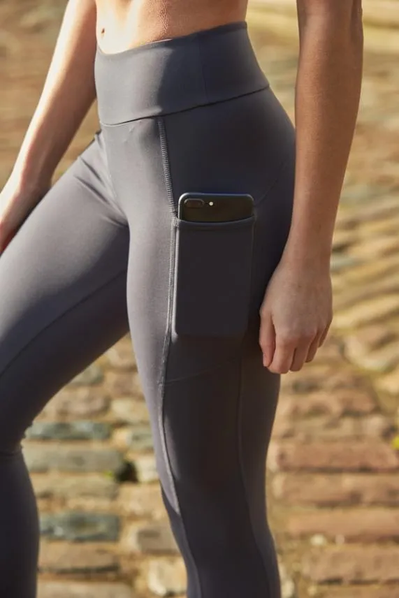 Sosandar Charcoal High Waisted Body Sculpting Activewear Leggings With Side Pocket Women Activewear