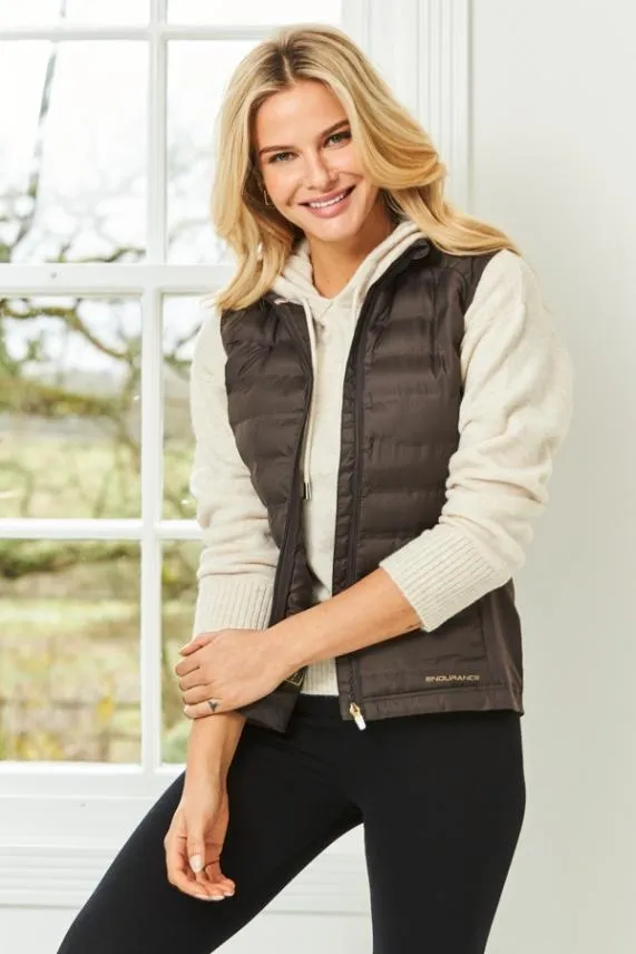 Sosandar Chocolate Brown Ultimate Hybrid Padded Gilet Chocolate Brown Women Activewear