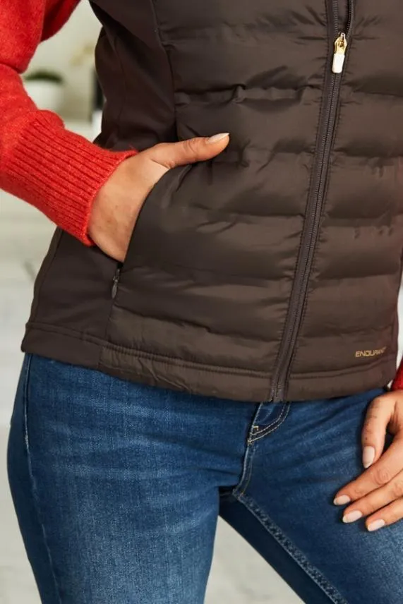 Sosandar Chocolate Brown Ultimate Hybrid Padded Gilet Chocolate Brown Women Activewear