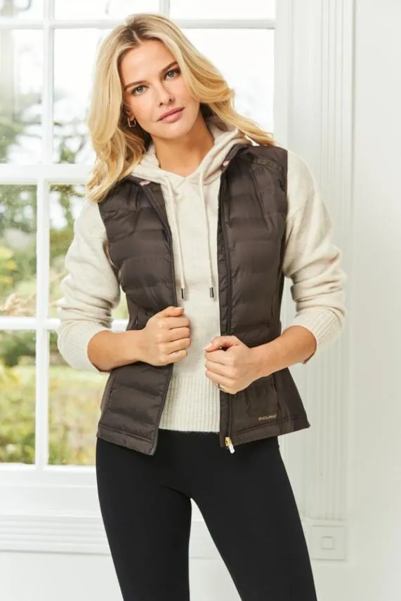 Sosandar Chocolate Brown Ultimate Hybrid Padded Gilet Chocolate Brown Women Activewear