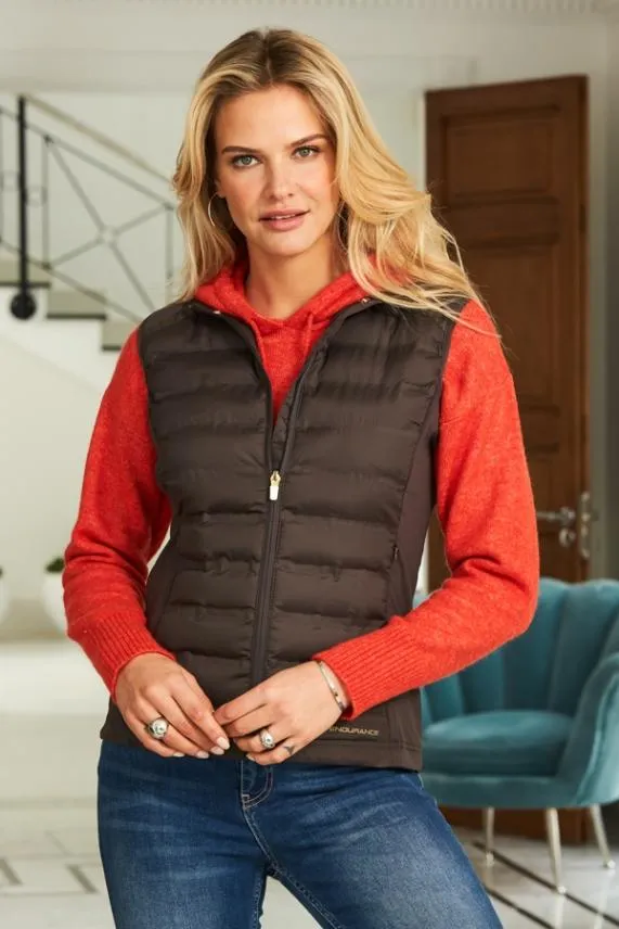 Sosandar Chocolate Brown Ultimate Hybrid Padded Gilet Chocolate Brown Women Activewear
