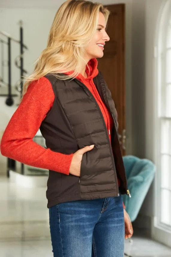 Sosandar Chocolate Brown Ultimate Hybrid Padded Gilet Chocolate Brown Women Activewear