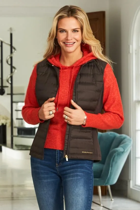Sosandar Chocolate Brown Ultimate Hybrid Padded Gilet Chocolate Brown Women Activewear