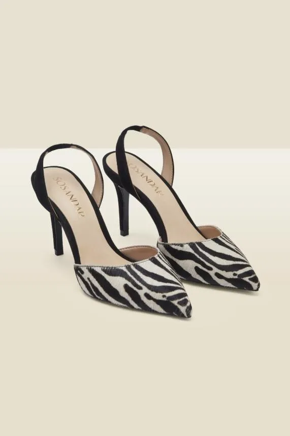 Sosandar Ciara Zebra Print Court Shoe Women Mid Heels
