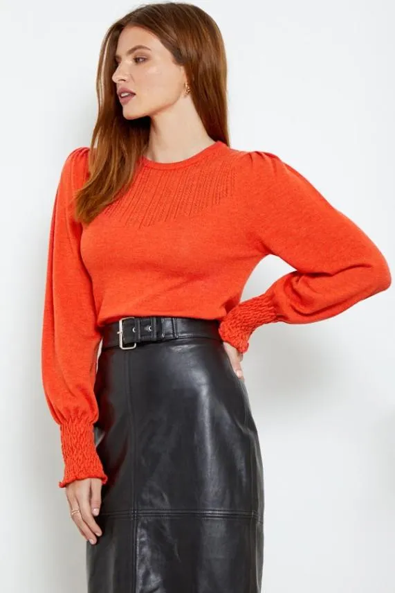 Sosandar Coral Pointelle Fine Knit Jumper Coral Women Knitwear