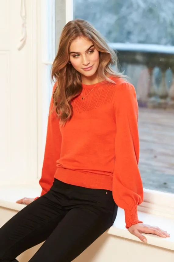 Sosandar Coral Pointelle Fine Knit Jumper Coral Women Knitwear