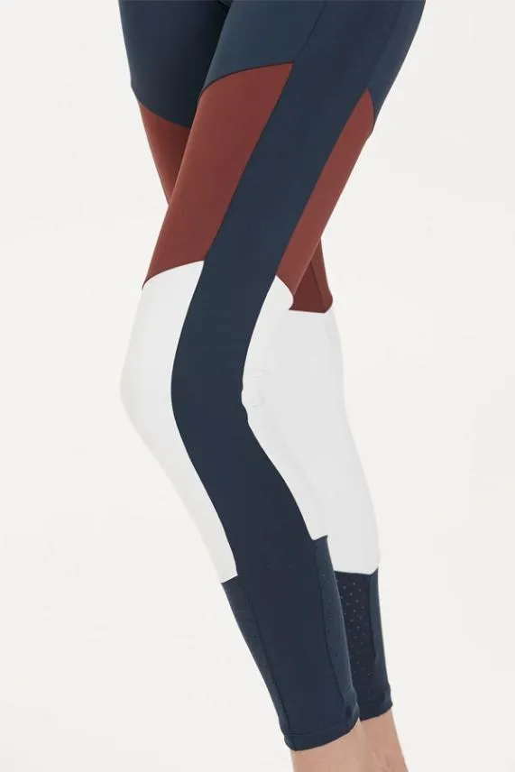 Sosandar Dark Sapphire and Burgundy Colourblock High Waisted Body Sculpting Leggings Burgundy Women Activewear