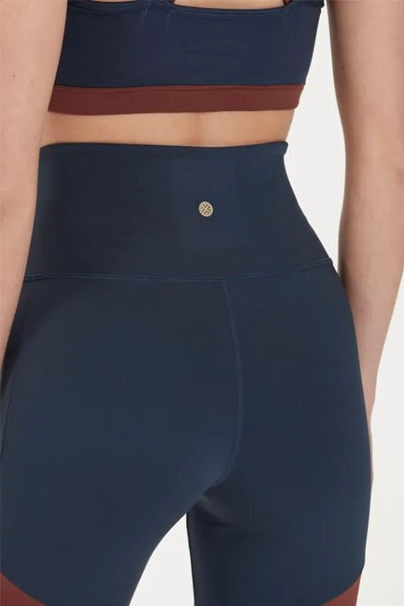 Sosandar Dark Sapphire and Burgundy Colourblock High Waisted Body Sculpting Leggings Burgundy Women Activewear