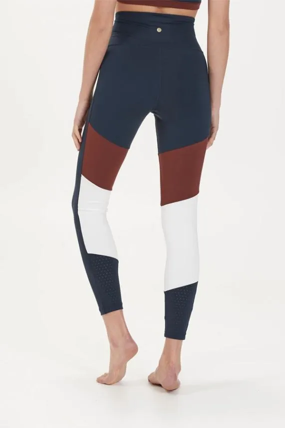 Sosandar Dark Sapphire and Burgundy Colourblock High Waisted Body Sculpting Leggings Burgundy Women Activewear