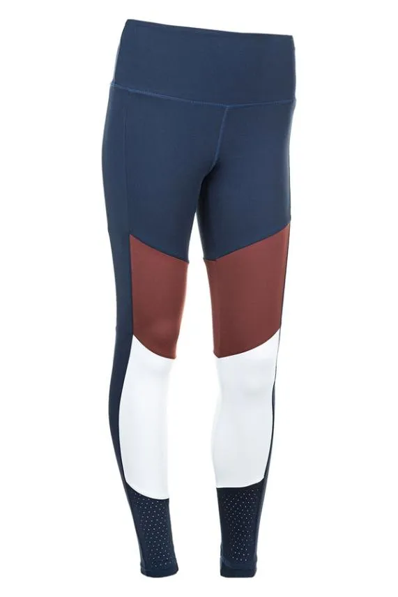 Sosandar Dark Sapphire and Burgundy Colourblock High Waisted Body Sculpting Leggings Burgundy Women Activewear