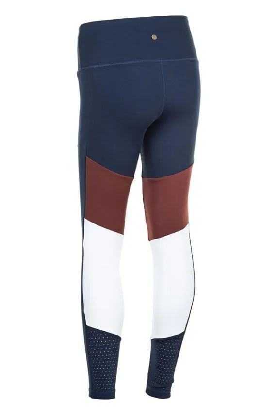 Sosandar Dark Sapphire and Burgundy Colourblock High Waisted Body Sculpting Leggings Burgundy Women Activewear