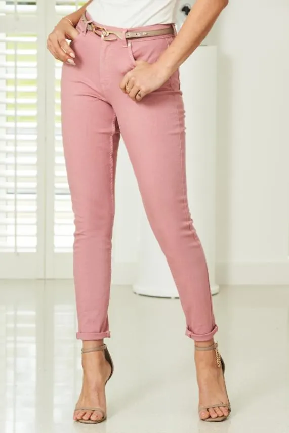 Sosandar Dusky Pink Perfect Skinny Jeans Women Jeans and Jeggings