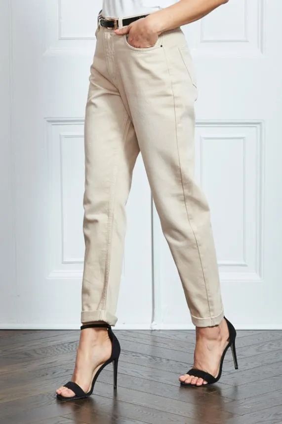Sosandar Ecru Girlfriend Jeans Women Jeans and Jeggings