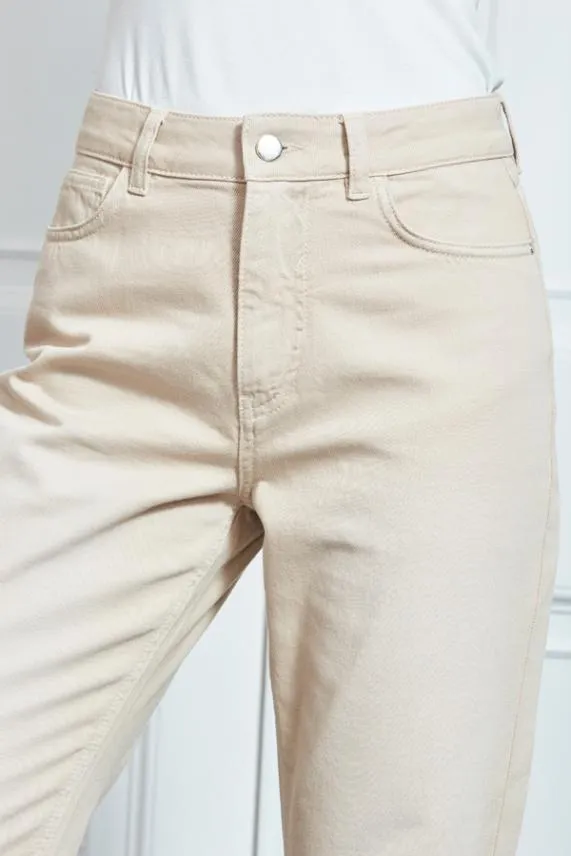 Sosandar Ecru Girlfriend Jeans Women Jeans and Jeggings