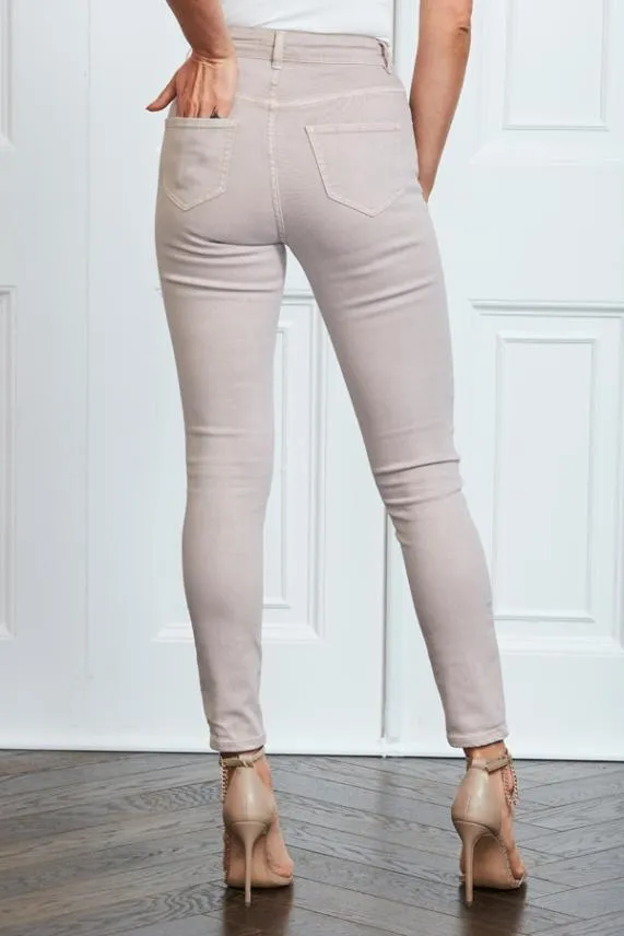 Sosandar Ecru Perfect Skinny Jeans Women Jeans and Jeggings