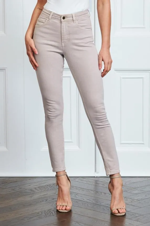 Sosandar Ecru Perfect Skinny Jeans Women Jeans and Jeggings