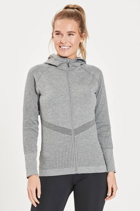 Sosandar Grey Essential Seamless Hooded Activewear Jacket Grey Women Activewear Sosandar Grey Essential Seamless Hooded Activewear Jacket Grey Women Activewear
