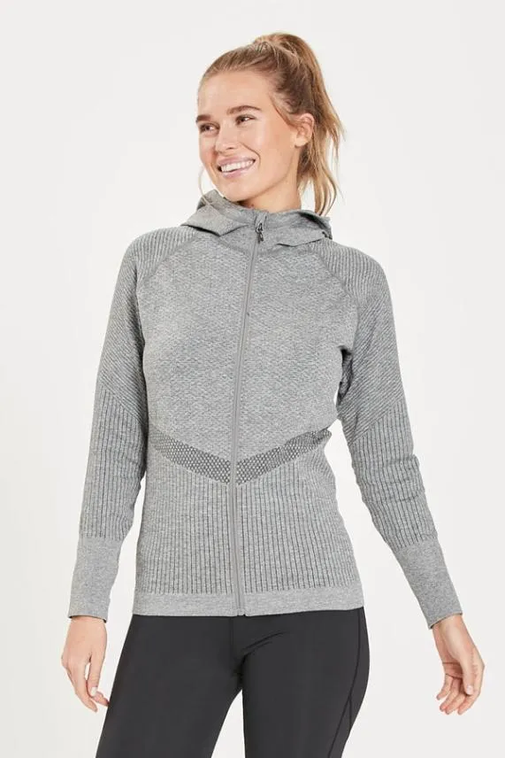 Sosandar Grey Essential Seamless Hooded Activewear Jacket Grey Women Activewear