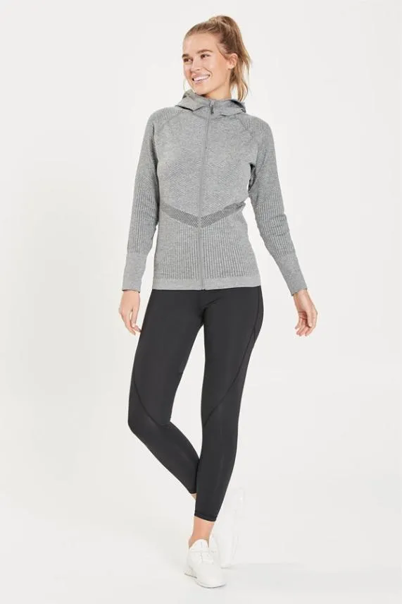 Sosandar Grey Essential Seamless Hooded Activewear Jacket Grey Women Activewear