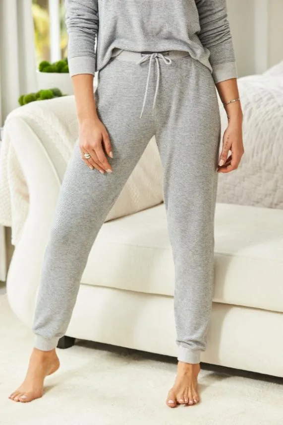 Sosandar Grey Marl Super Soft Striped Loungewear Joggers Grey Women Loungewear Sosandar Grey Marl Super Soft Striped Loungewear Joggers Grey Women Loungewear