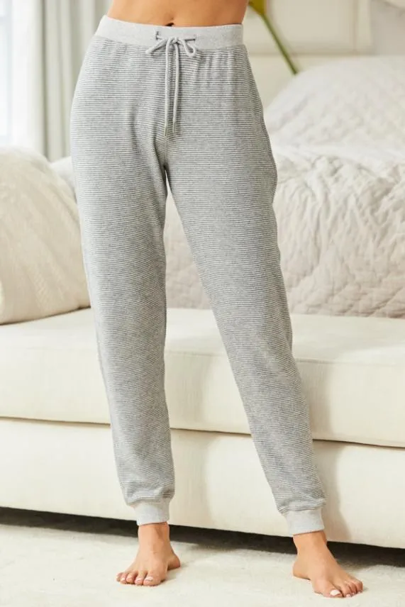 Sosandar Grey Marl Super Soft Striped Loungewear Joggers Grey Women Loungewear