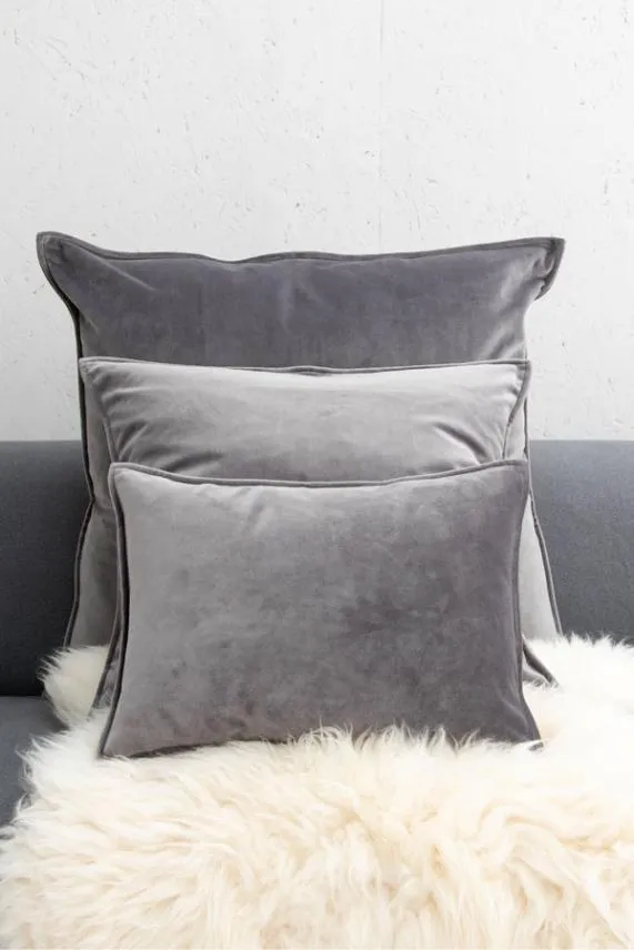 Sosandar Grey Soft Touch Velvet Oblong Cushion Grey Women Nightwear