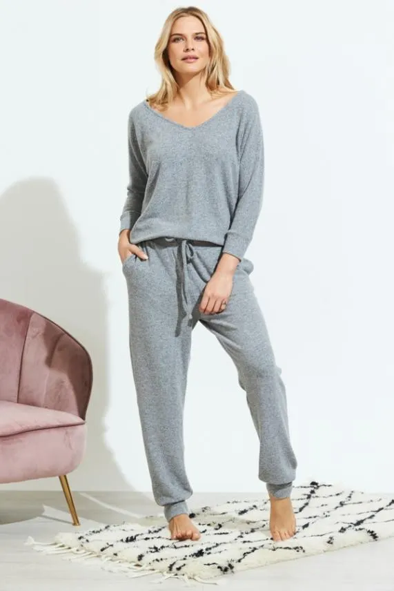 Sosandar Grey Super Soft Long Sleeve Loungewear Top Grey Women Loungewear