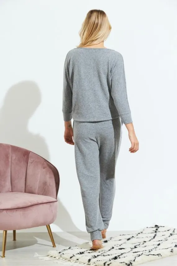 Sosandar Grey Super Soft Long Sleeve Loungewear Top Grey Women Loungewear