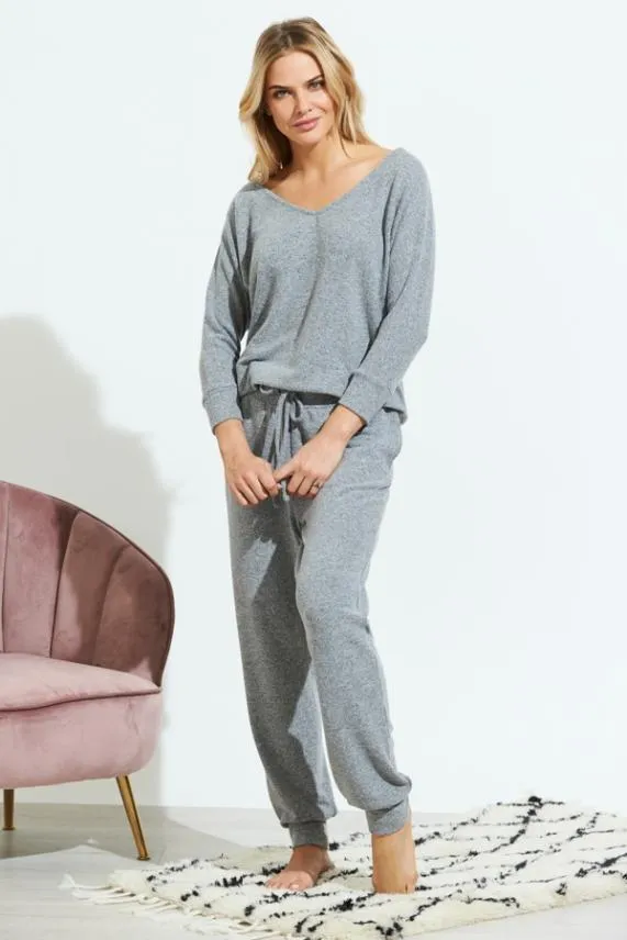 Sosandar Grey Super Soft Long Sleeve Loungewear Top Grey Women Loungewear
