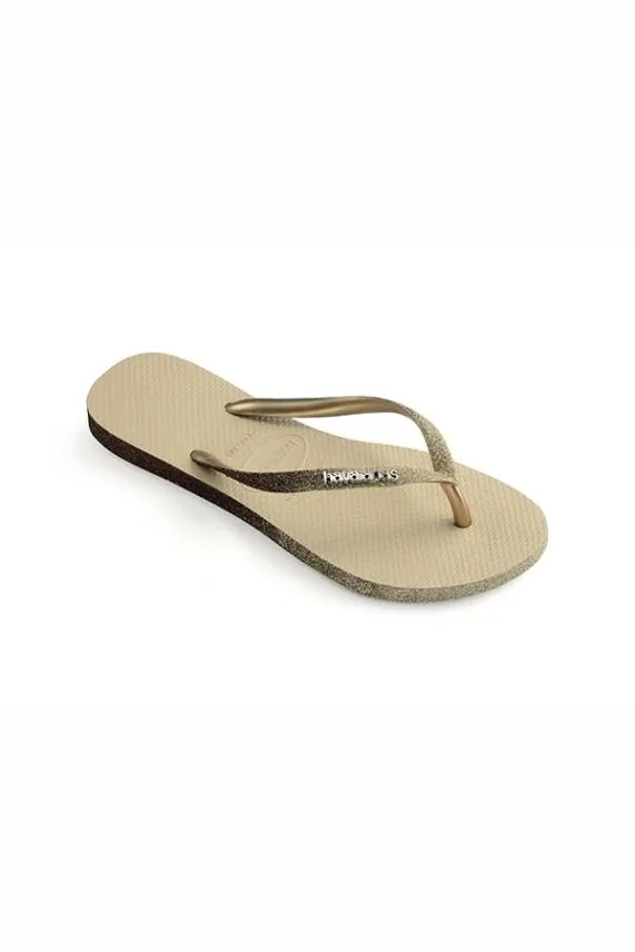 Sosandar Havaianas Gold Glitter Detail Slim Flip Flops Women Sandals and Flip Flops