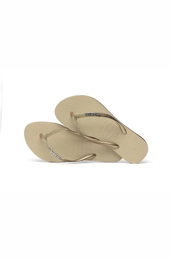 Sosandar Havaianas Gold Glitter Detail Slim Flip Flops Women Sandals and Flip Flops
