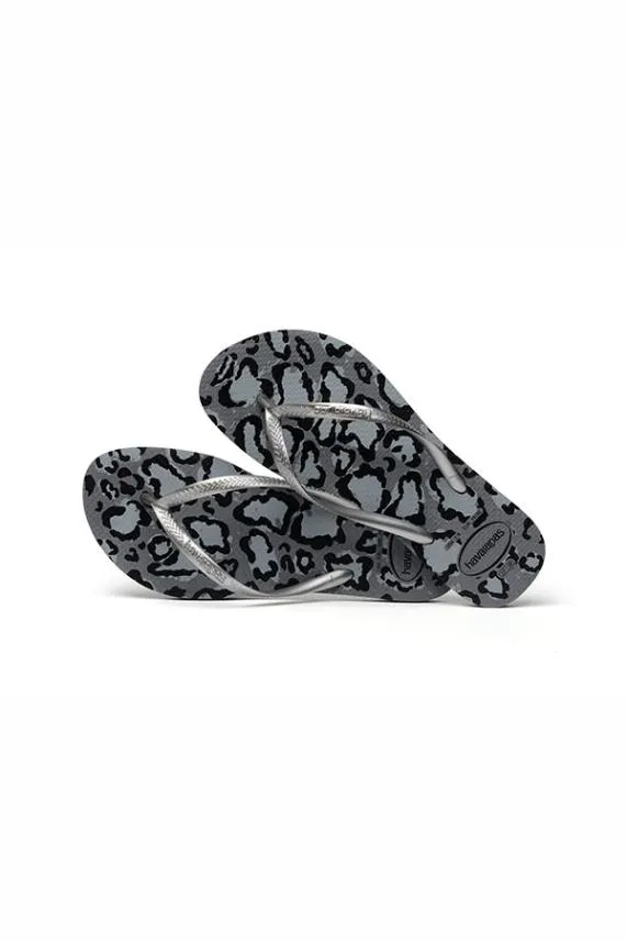 Sosandar Havaianas Grey Leopard Print Slim Flip Flops Grey Women Sandals and Flip Flops