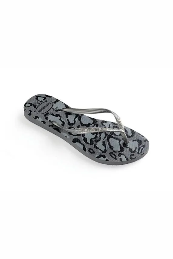 Sosandar Havaianas Grey Leopard Print Slim Flip Flops Grey Women Sandals and Flip Flops