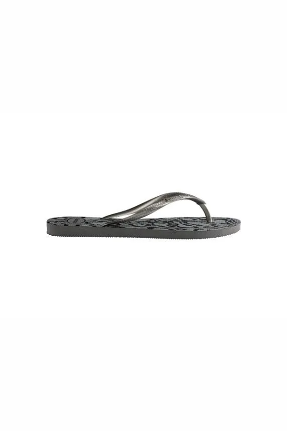 Sosandar Havaianas Grey Leopard Print Slim Flip Flops Grey Women Sandals and Flip Flops