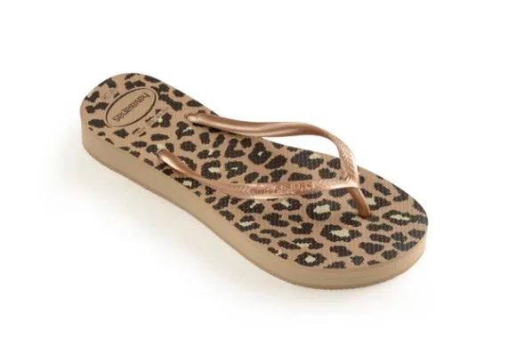 Sosandar Havaianas Leopard Print Flatform Flip Flops Women Sandals and Flip Flops