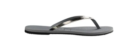Sosandar Havaianas Metallic Silver Slim Flip Flops Silver Women Sandals and Flip Flops
