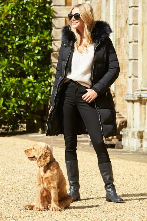 Sosandar Houston Black Buckle Detail Flat Leather Boot Black Women Boots