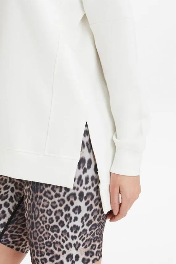 Sosandar Ivory Premium Relaxed Fit Side Split Sweatshirt Ivory Women Activewear