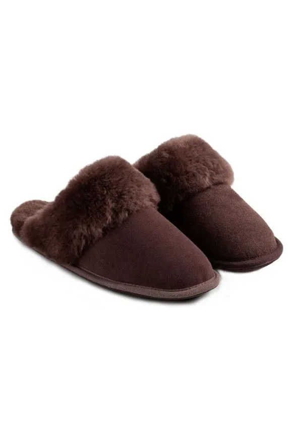 Sosandar Just Sheepskin Chocolate Brown Suede Mule Slippers Chocolate Brown Women Slippers Sosandar Just Sheepskin Chocolate Brown Suede Mule Slippers Chocolate Brown Women Slippers