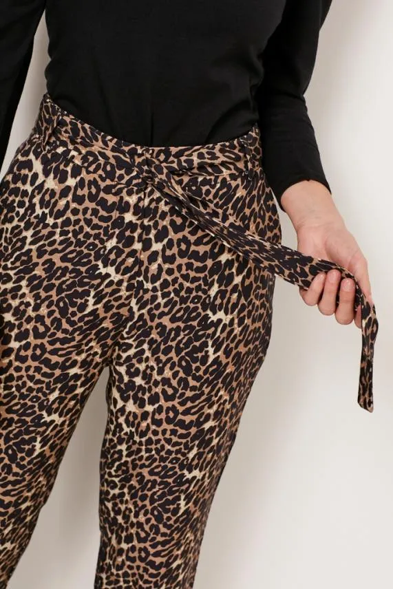 Sosandar Leopard Print Belted Trousers Women Trousers and Leggings Sosandar Leopard Print Belted Trousers Women Trousers and Leggings