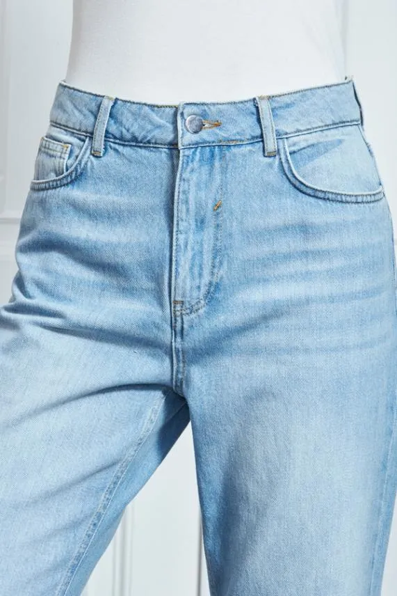 Sosandar Light Wash Denim Girlfriend Jeans Light Wash Women Jeans and Jeggings