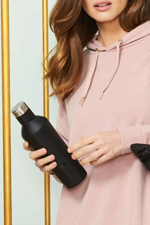 Sosandar Matte Black Thermo Water Bottle Black Women Activewear