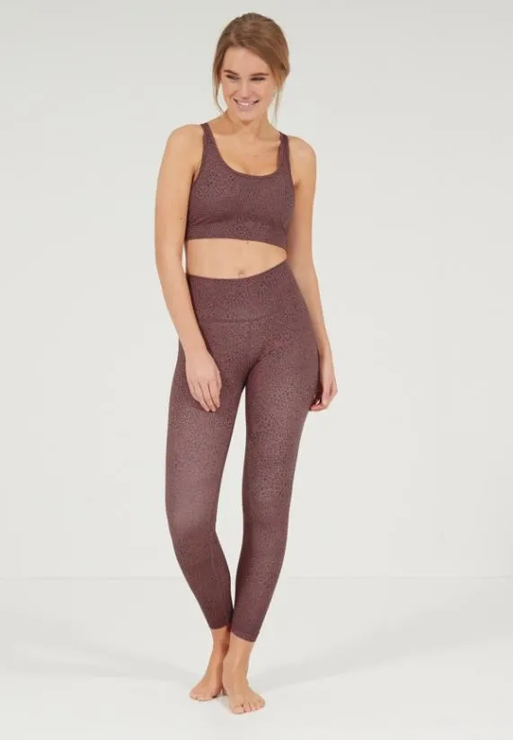 Sosandar Mauve and Grey Spot High Waisted Perfect Body Sculpting Activewear Leggings Mauve Grey Women Activewear