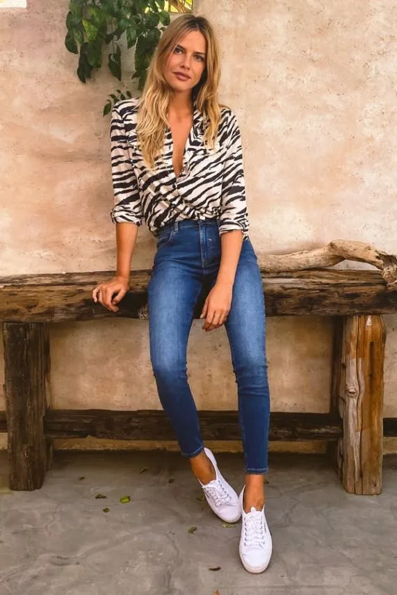 Sosandar Mid Blue Perfect Skinny Jeans Mid Blue Women Jeans and Jeggings
