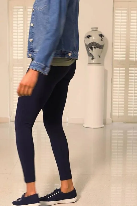 Sosandar Navy Blue Super Stretch High Waisted Leggings Navy Blue Women Leisurewear