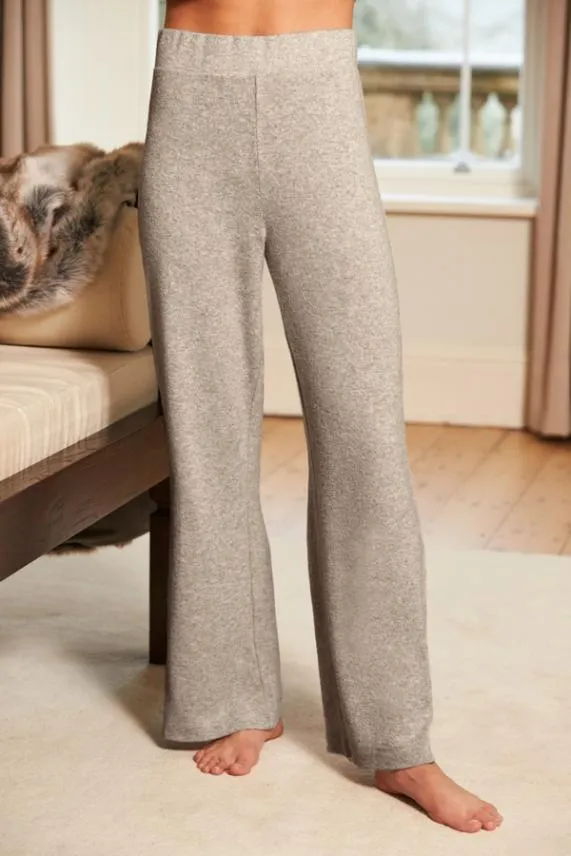 Sosandar Oatmeal Marl Wide Leg Loungewear Trousers Women Loungewear