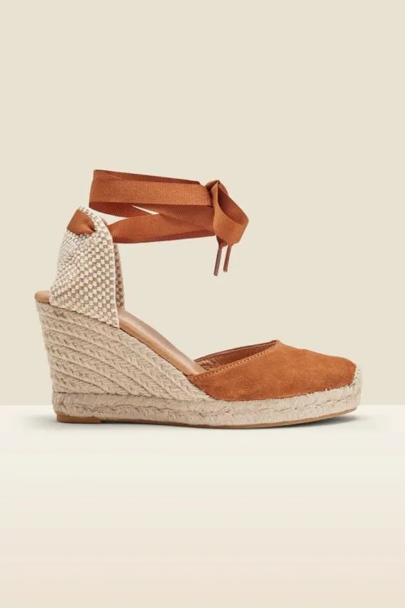 Sosandar Perla Cognac Valenciana Wedge Espadrille Women Sandals and Flip Flops